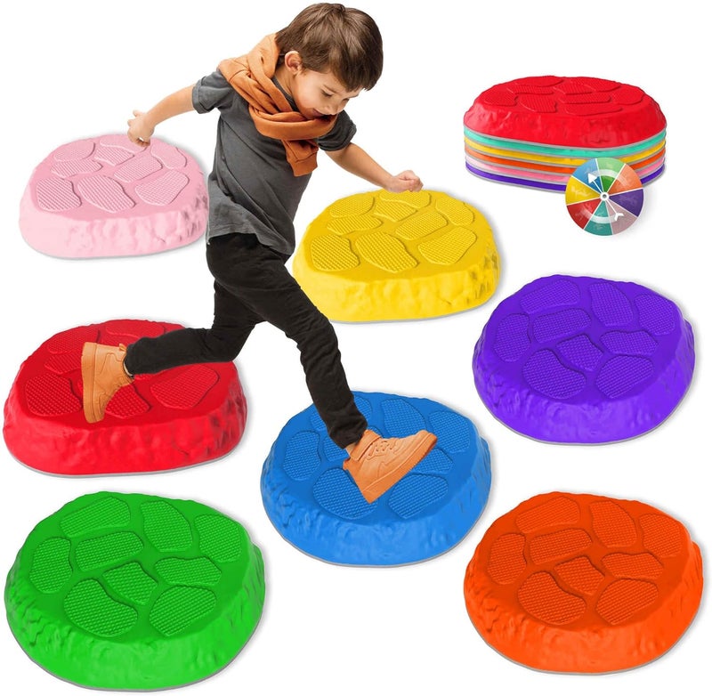 SmartYeen Stepping Stones for kids,8/12 PCS Durable Non-Slip Balance Stones Indoor Outdoor toys for toddlers develope Kids Balance and Coordination Skills - Image 1